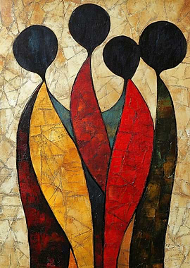 Abstract figures in vibrant colors