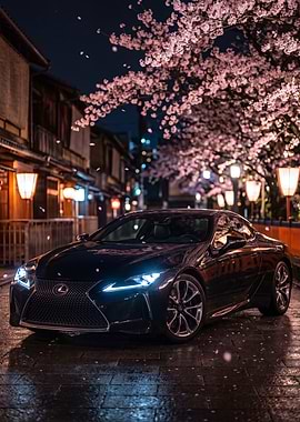 Lexus LC 500 under Cherry Blossoms