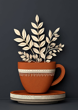 Paper Cutout Floral Tea Cup