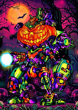 Halloween Robot Pumpkin Mech