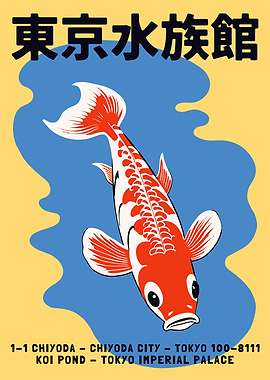 Tokyo Aquarium Koi Fish Poster
