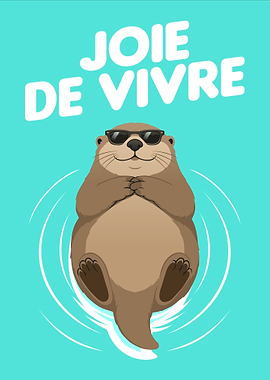 Otter Floating with Sunglasses