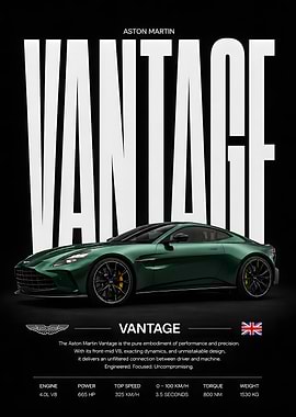 Dark Green Aston Martin Vantage Poster