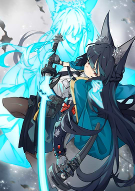 Anime girl with fox ears and sword
