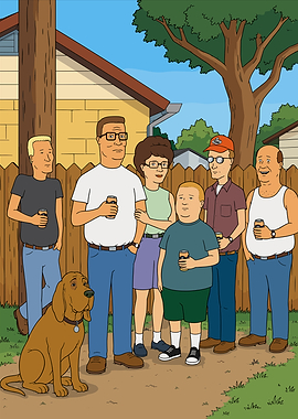 King of the Hill characters in backyard