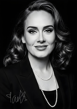 Adele in Black Blazer and Pearls