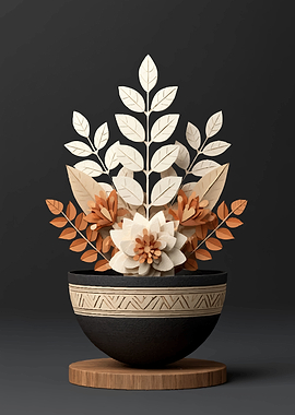 Paper Flower Arrangement in a Decorative Pot