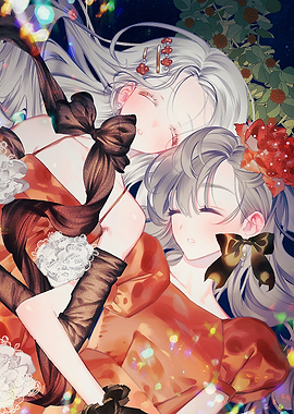 Two anime girls sleeping
