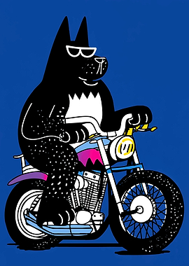 Dog riding a motorcycle