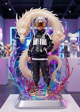 Dragon and Cyberpunk Figure