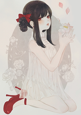 Anime Girl with Lotus Flower