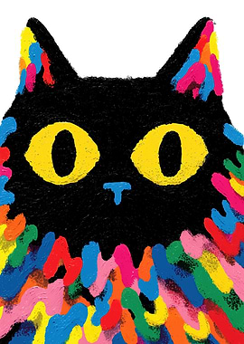 Colorful Abstract Black Cat