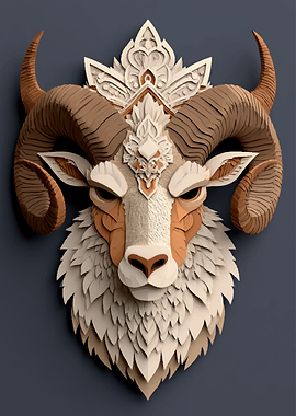 Papercraft Aries Zodiac Symbol