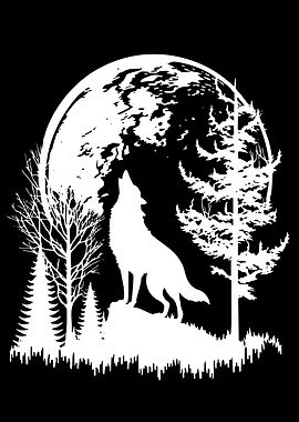 Wolf Howling at the Moon