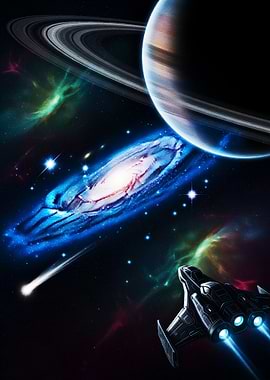 Futuristic Spaceship Exploring the Cosmos