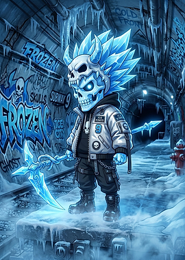 Ice Skeleton Character in Subway