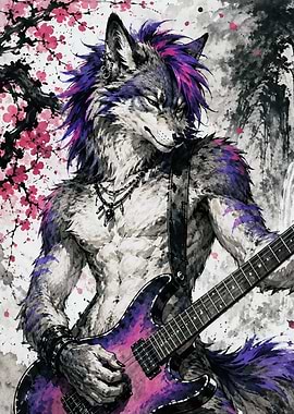 Wolf Rocker Playing Guitar
