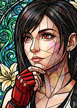Final Fantasy VII Tifa Lockhart Stained Glass Art