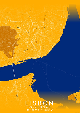 Lisbon Portugal Map Art