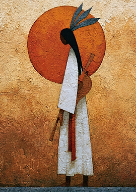 Native American Figure with Sun Symbol