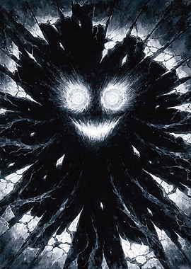 Dark Monster with Glowing Eyes