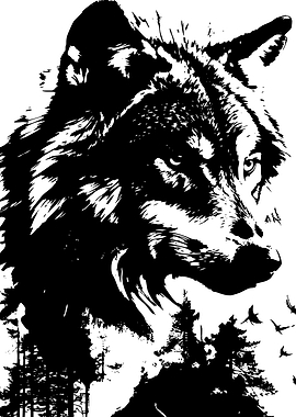Wolf in a Forest