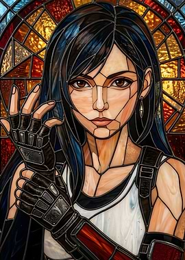 Final Fantasy VII Tifa Lockhart Stained Glass Art