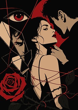Dramatic Couple with Rose and Eye