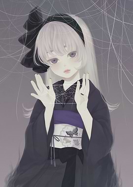 Gothic Lolita Girl in Spiderweb