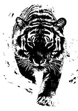 Black and White Tiger Portrait
