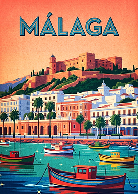 Malaga Vintage Travel Poster
