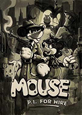 Mickey Mouse P.I. For Hire Vintage Poster