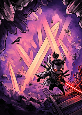 Fantasy Warrior in Crystal Cave