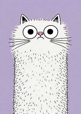 Fluffy White Cat with Big Eyes