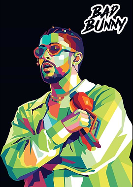 Bad Bunny Pop Art Portrait