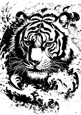 Black and White Tiger in Water