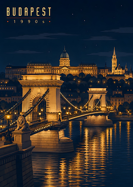 Budapest Chain Bridge at Night