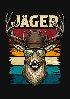 Deer Hunter with Sunglasses and Hat Jager