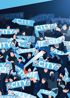 Manchester City Fans with Scarves