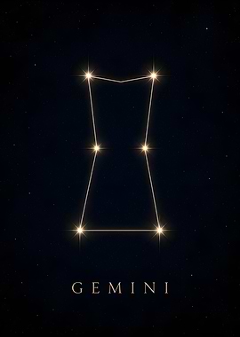 Gemini Constellation in Starry Night Sky