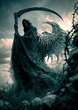 Grim Reaper with Skeletal Wings