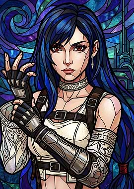 Final Fantasy VII Tifa Lockhart Stained Glass Art