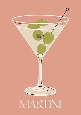 Martini Cocktail Minimalist Poster