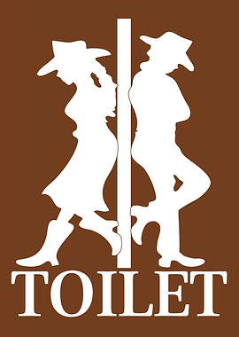 Western Cowboy and Cowgirl Toilet Sign