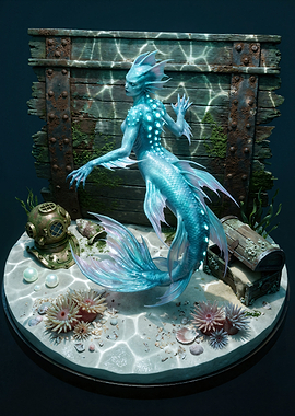 Mermaid with Treasure Chest Diorama