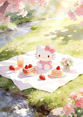 Hello Kitty Picnic by the Stream