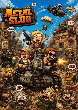 Metal Slug Characters on a Tank