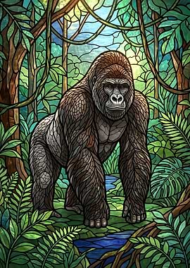 Gorilla in a Stained Glass Jungle