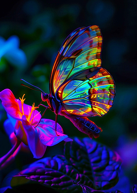Iridescent Butterfly on Flower