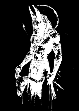 Anubis holding a ram skull